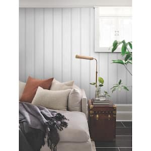 French Arctic Grey Linen Stripe Wallpaper