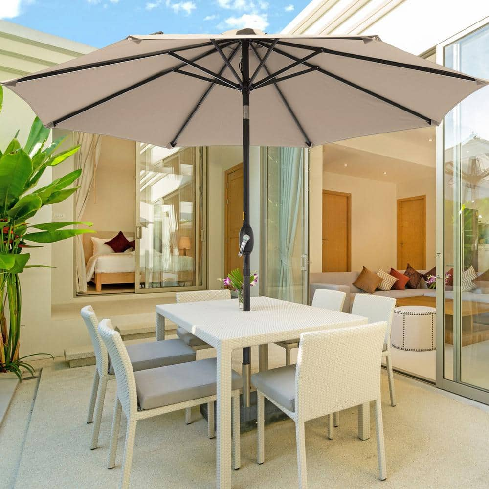 BANSA ROSE 9 ft. Aluminum Market Patio Umbrella, Outdoor Table Umbrella ...