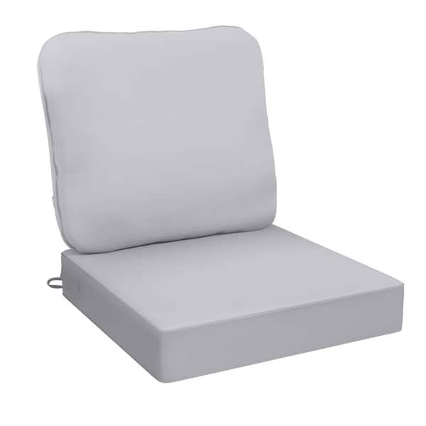 AAAAAcessories 24 in. X 24 in. Outdoor Square Waterproof Removable Sofa Cushion in Light Gray