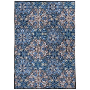 Cassidy Blue 5 ft. x 8 ft. Floral Nylon Area Rug
