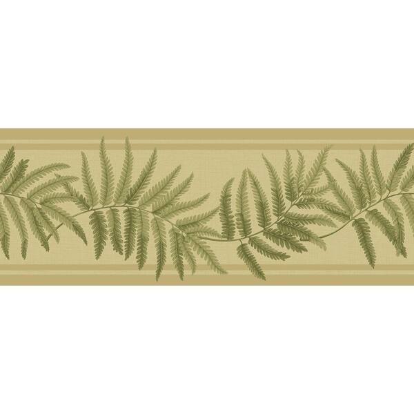 The Wallpaper Company 12.81 sq. ft. Design by Color Summer Ferns Border Yellow/Green Wallpaper-DISCONTINUED