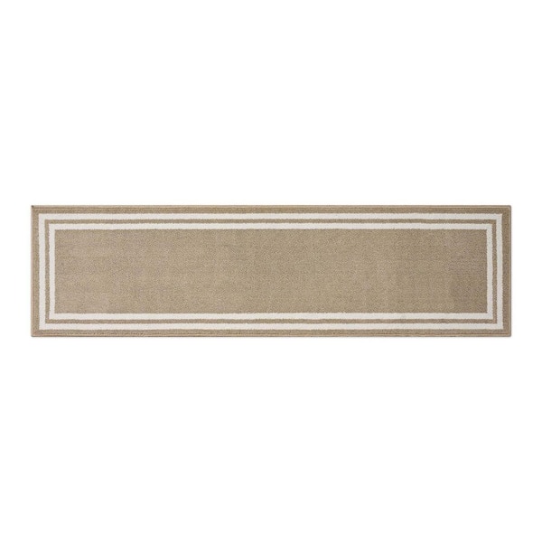 Debbie Double Border 2-Tone Berber/Ivory 2 ft. x 6 ft. Tufted Border Polypropylene Runner Rug
