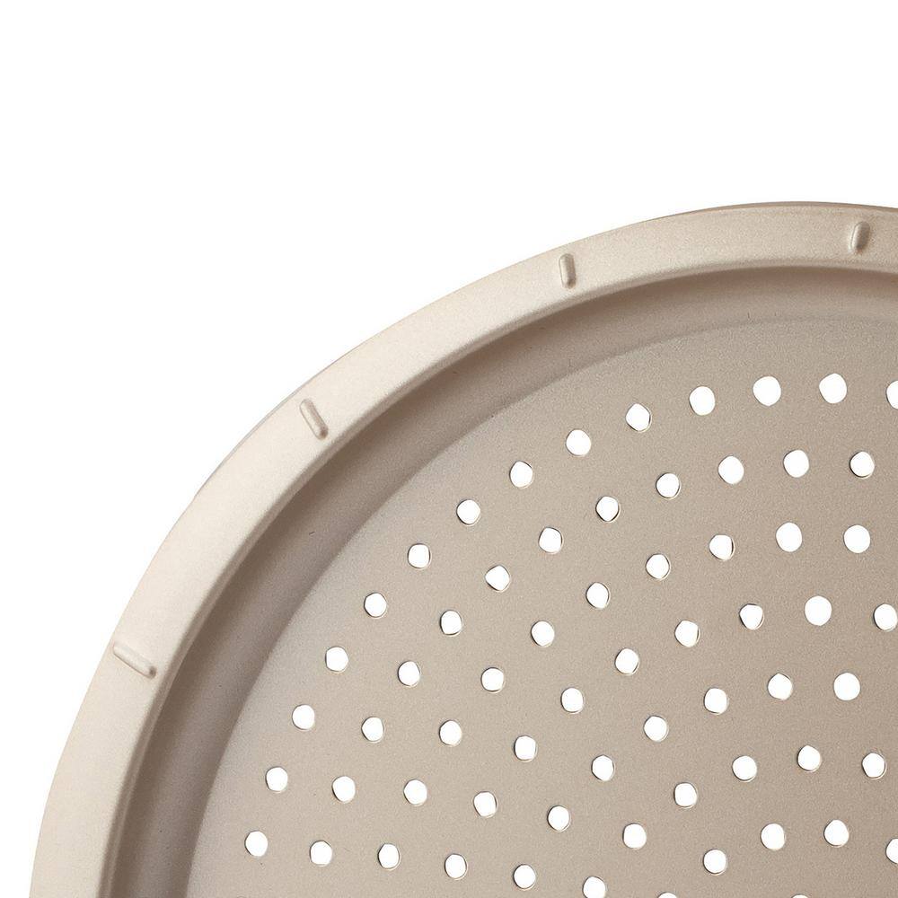 BergHOFF 12.5" Brass Non-stick Carbon Steel Perforated Pizza Pan