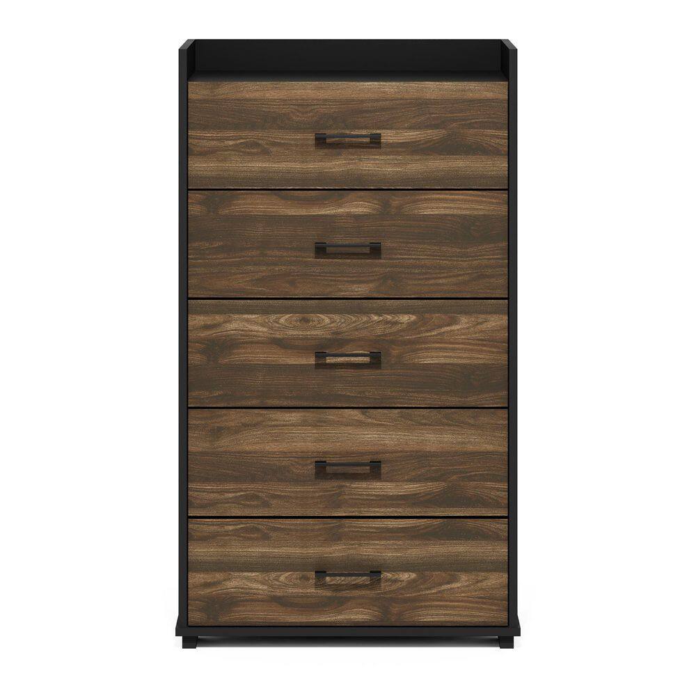 Columbia Walnut/Black 24.72 in. Buffet Sideboard with 5 Drawer