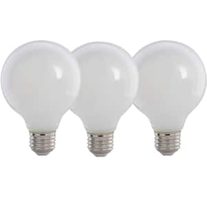 40-Watt Equivalent G25 Globe Dimmable Filament White Glass E26 LED Vintage Edison LIght Bulb, Bright White 3000K 3-Pack)