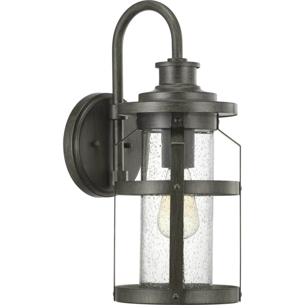 Haslett Collection 1-Light Antique Pewter Clear Seeded Glass Farmhouse Outdoor Medium Wall Lantern Light price history on PriceWatchPro
