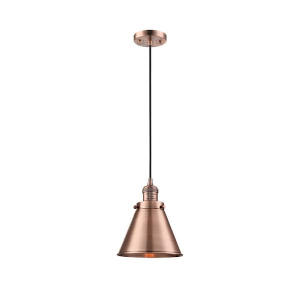 Innovations Appalachian 1-Light Antique Copper Cone Pendant Light with Antique Copper Metal Shade