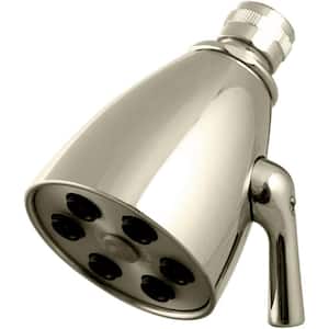 2-Spray Patterns with Flow Rate 3 GPM 2.3 in. Wall Mount Adjustable Fixed Shower Head in Polished Nickel