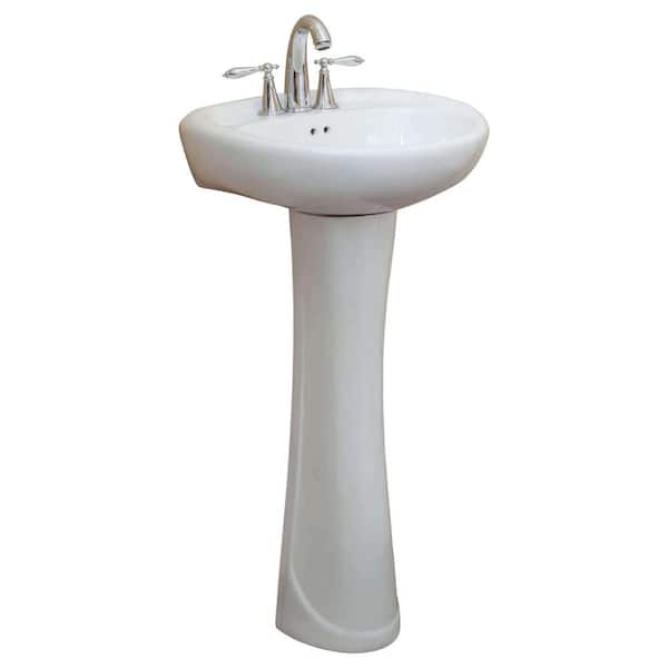 FINE FIXTURES Prestige 19.5 in. W x 17.5 in. L Modern White Ceramic Pedestal Sink and Basin Combo