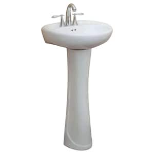 Prestige 19.5 in. W x 17.5 in. L Modern White Ceramic Pedestal Sink and Basin Combo
