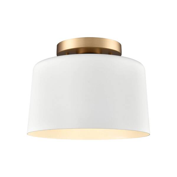 white and gold semi flush mount