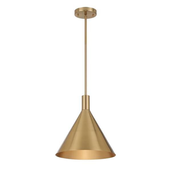 Unbranded Breegan Jane by Savoy House Pharos 1-Light Noble Brass Pendant Light with Metal Shade