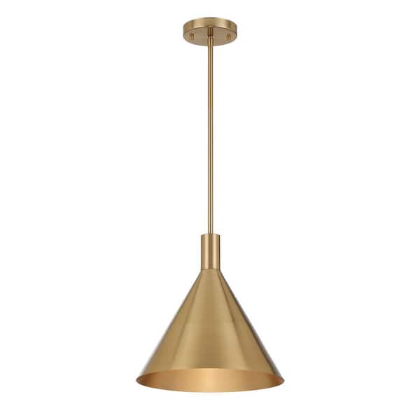 Breegan Jane by Savoy House Pharos 1-Light Noble Brass Pendant Light with Metal Shade