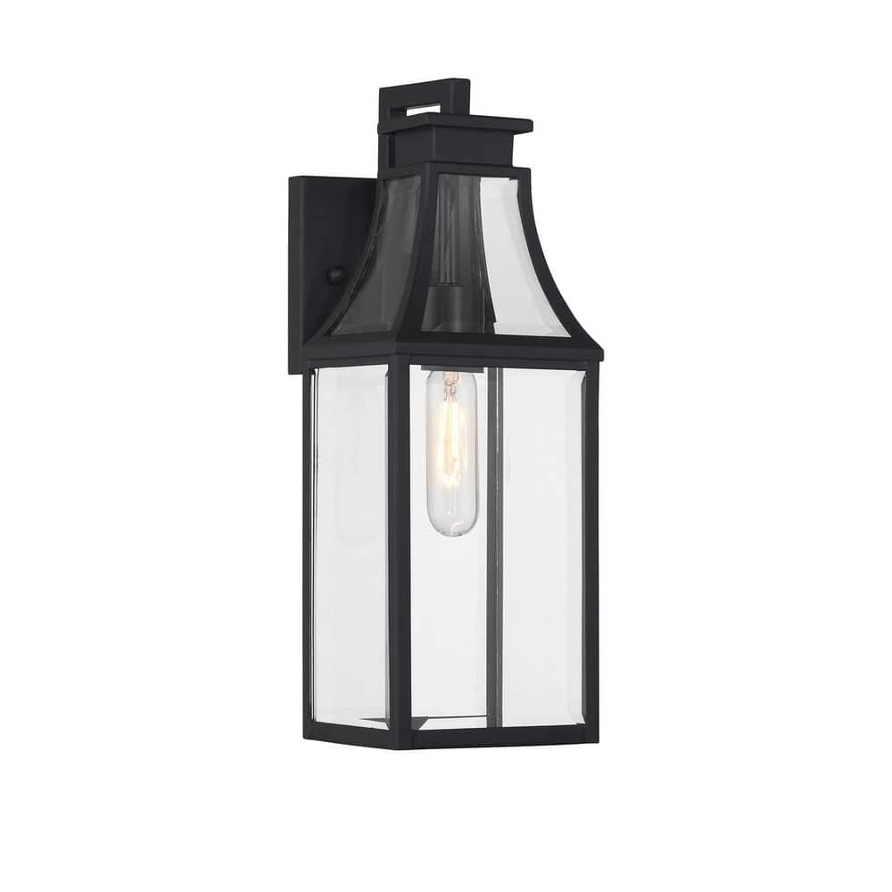 Emery 16 in. 1-Light Matte Black Modern Farmhouse Outdoor Hardwired Wall Lantern Sconce with No Bulb Included price history on PriceWatchPro