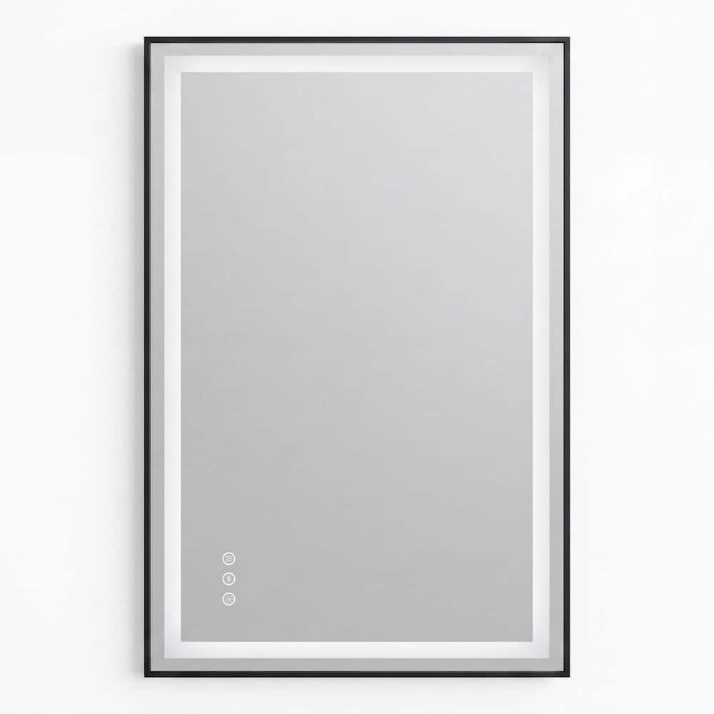 24 in. W x 36 in. H Rectangle Framed Matte Black Wall LED Mirror Anti-Fog Touch Dimmer with Memory Function price history on PriceWatchPro