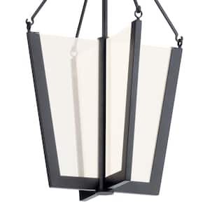 Calters 19.75 in. Integrated LED Black Contemporary Lantern Kitchen Pendant Hanging Light