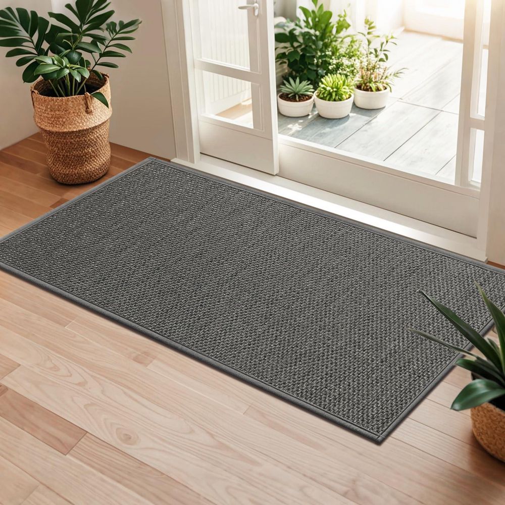 24 in. x 47 in. Indoor Gray Polyester Low-Profile Non Slip Door