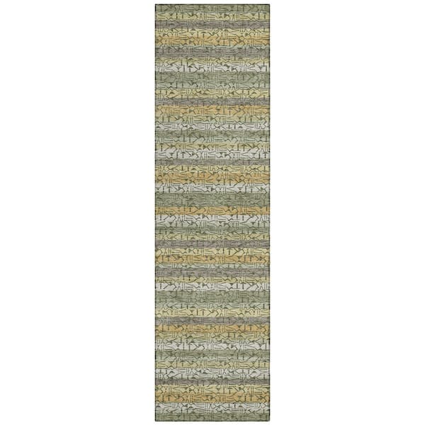 Chantille Machine Washable Indoor/Outdoor Abstract ACN2855 Sage 2 ft. x 7 ft. Runner Rug