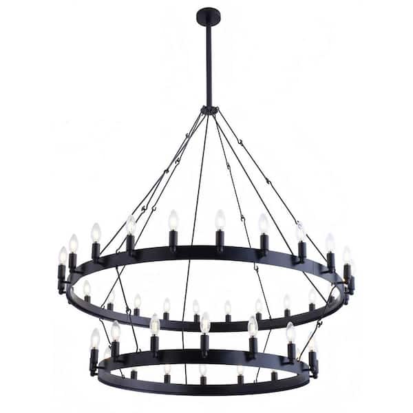 40 Lights Black Metal Material Pendant Light Design with Adjustable Hanging Length, Bulbs are not included