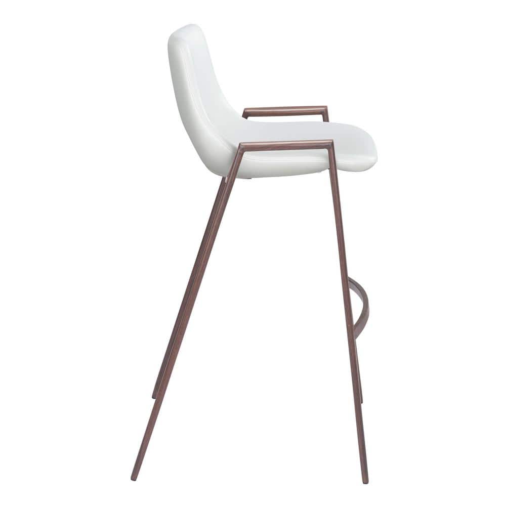 Modern White and Walnut Steel Bar Stool Set of 2