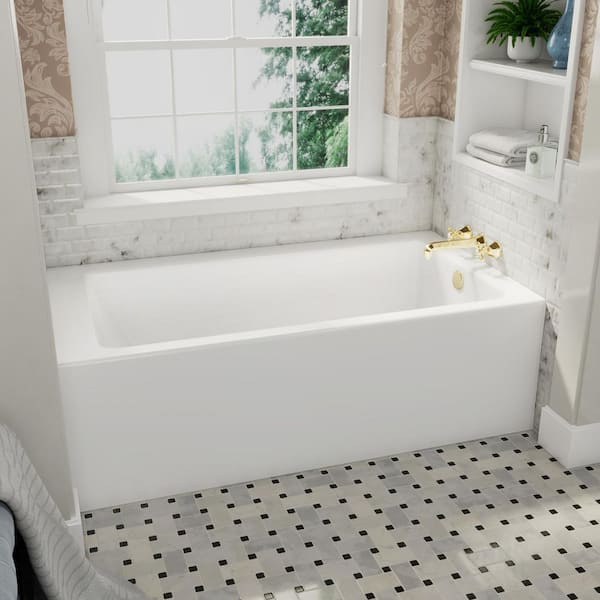 Prism 60 in. x 32 in. Acrylic Alcove Soaking Bathtub with Right-Hand Drain in White