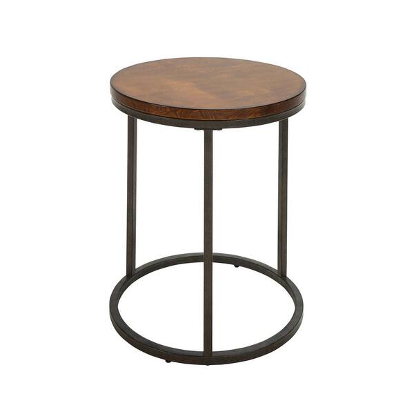 Carolina Cottage Kinston Chestnut and Industrial Wood Top Accent Table