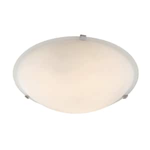 20 in. 4-Light Brushed Nickel Flush Mount with Marbleized Glass Shade