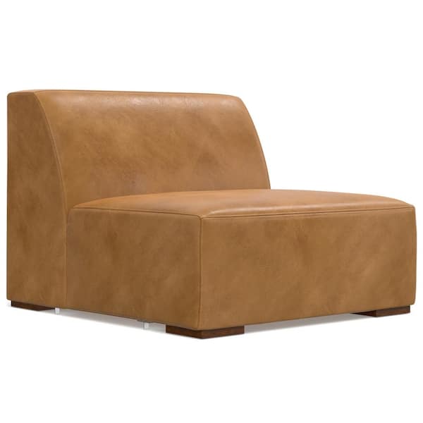 Simpli Home Rex Center Armless Sofa Module in Genuine Leather