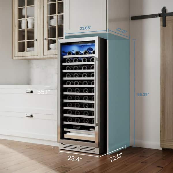24 in. Single Zone 89-Bottle Wine Cooler Refrigerator Built-in /Freestanding in Stainless Steel (Right-Hinged)