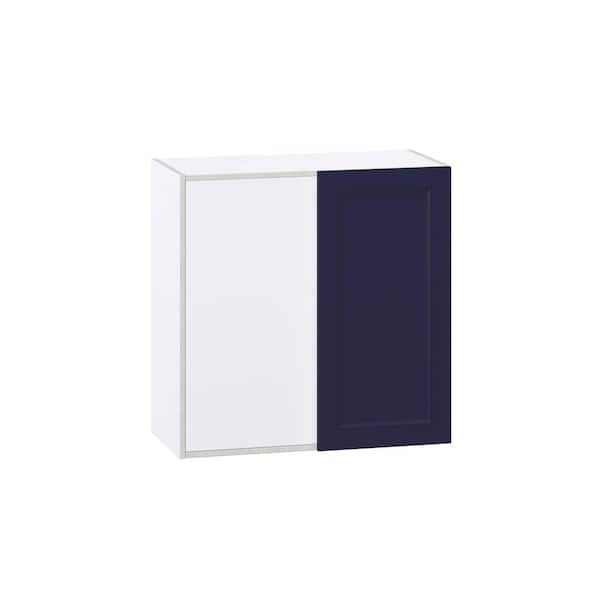 Laramie 30 in. W x 30 in. H x 14 in. D Assembled Wall Blindcorner Right Kitchen Cabinet in Painted Blue