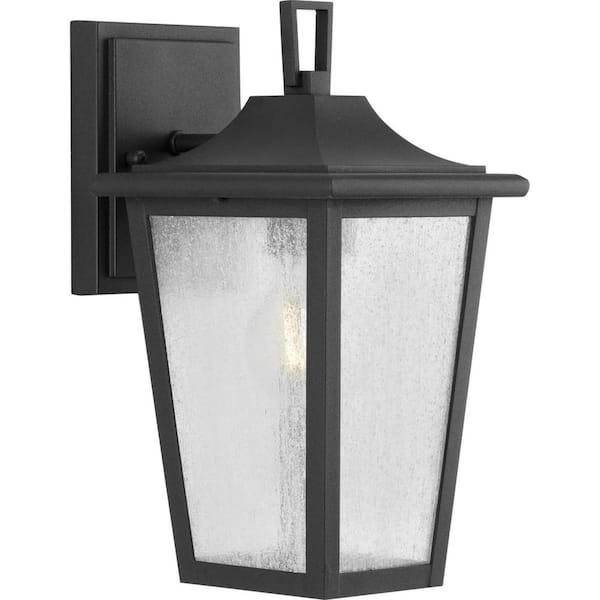 Progress Lighting Padgett 1-Light Textured Black Hardwired Outdoor Wall Lantern Sconce Transitional Coastal
