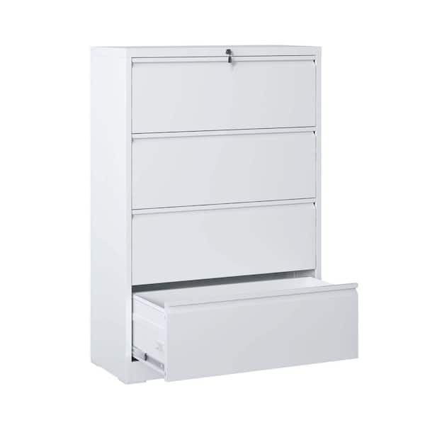 15.75 in. W 4 Drawer Metal File Cabinet with Lock, White Filing Cabinets, Tool Chests