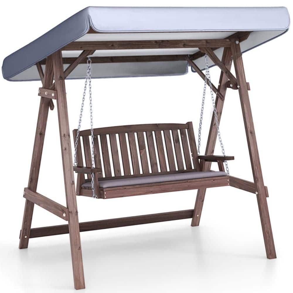 2-Person Wood Patio Swing with Fir Wood Stand and Tilt Canopy price history on PriceWatchPro