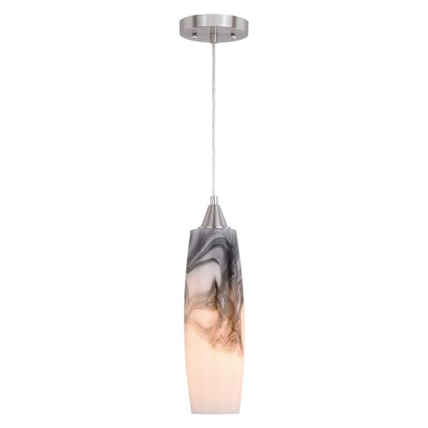 VAXCEL Milano 1-Light Nickel Mini Pendant Ceiling Light Black and White Glass