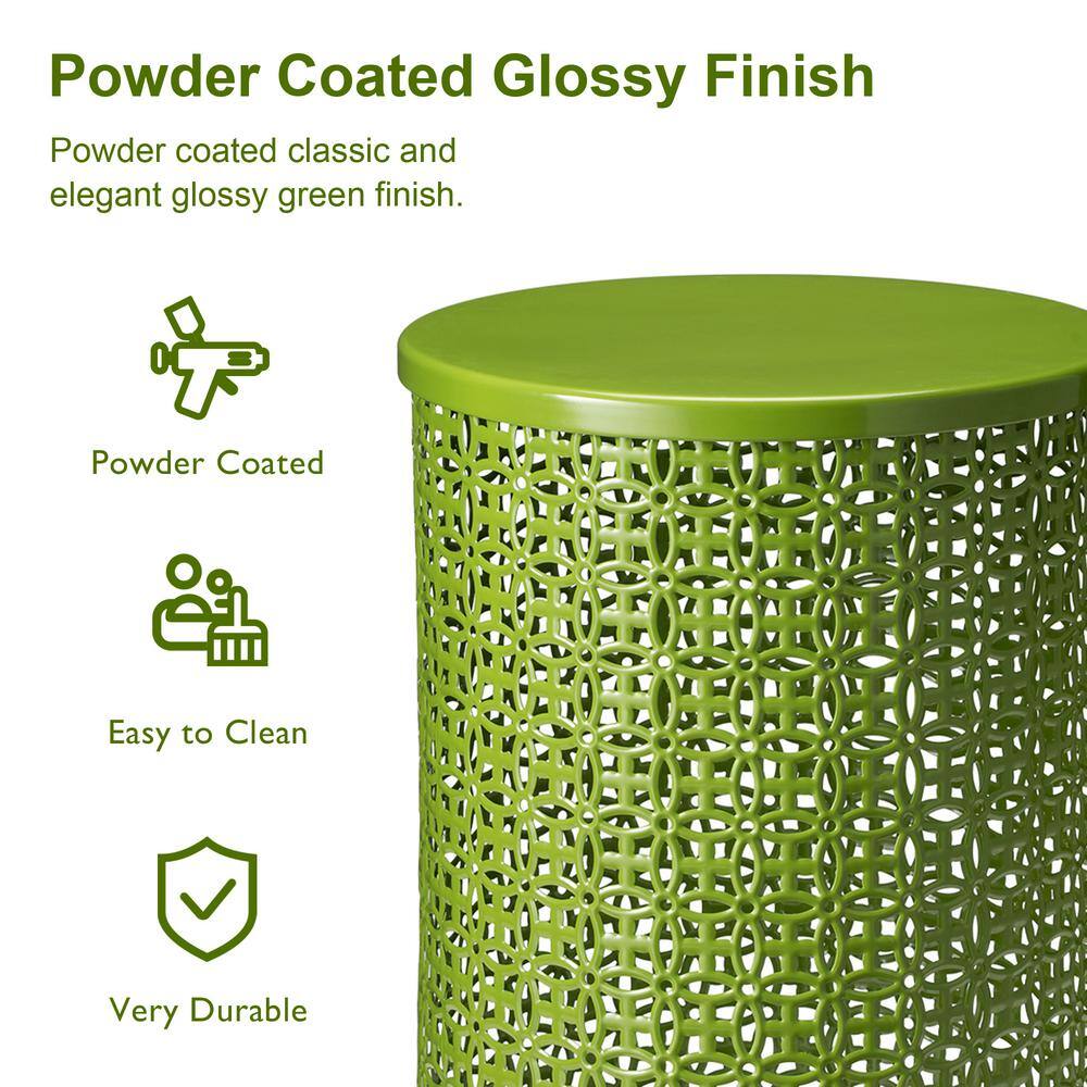 Green Metal Garden Stool Set with Cut-Out Design, 2-Piece