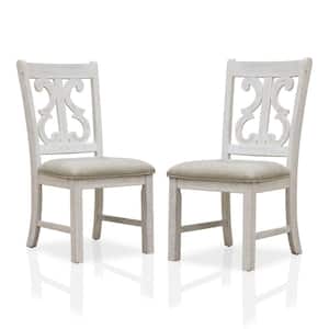 Wicks Distressed White and Gray Padded Dining Chair (Set of 2)