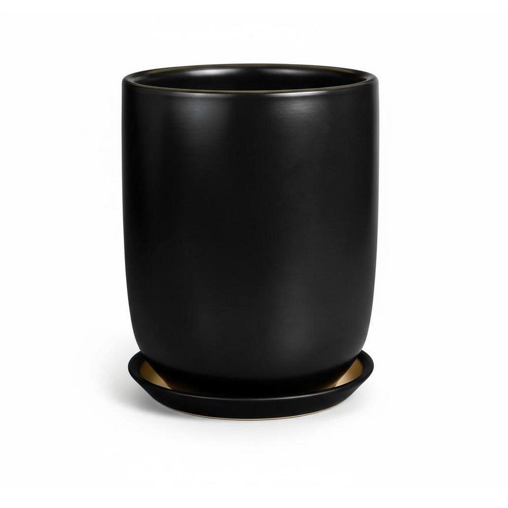 8 in. Black Ceramic Cylinder Planter (Drainage and Saucer) price history on PriceWatchPro