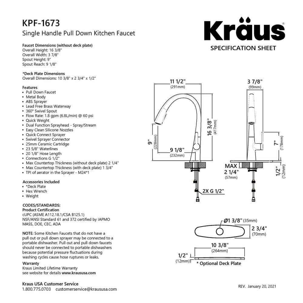 Spot Free Stainless Steel and Matte Black Pull-Down Kitchen Faucet