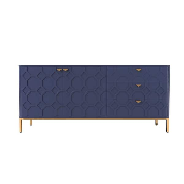 Boyel Living 28 in. H Blue 2 Door Storage Cabinet with 3 Drawers BLJH ...