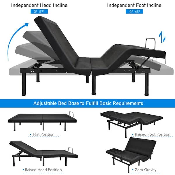 Costway Black Queen Adjustable Bed Base Electric Bed Frame with Massage  Remote Contro EP24950US - The Home Depot