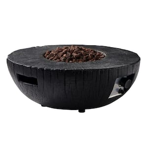 28 in. H Outdoor Gas Fire Tree Round Black Fire Pit Suitable for the Garden or Balcony
