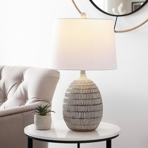 SAFAVIEH Dewlen 24 in. Brown/White Table Lamp