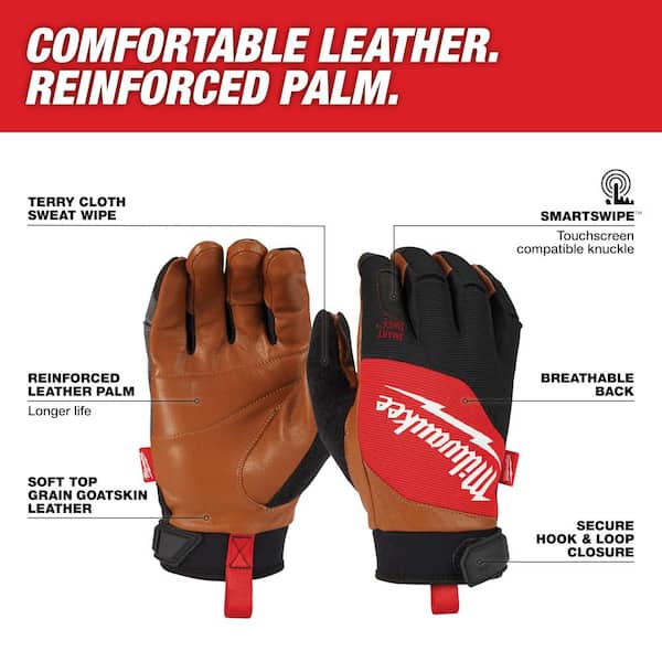 Large Goatskin Leather Performance Work Gloves