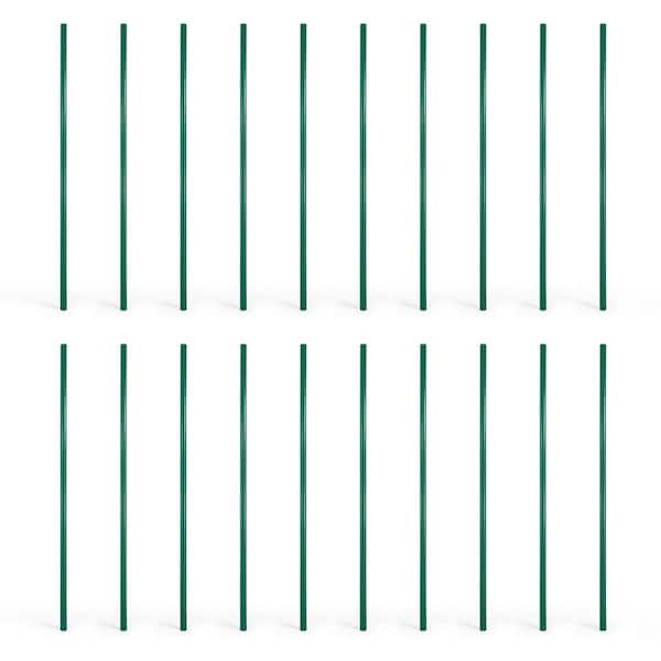 Green Galvanized 1-7/8 in. x 1-7/8 in. x 8 ft. Steel Line Chain Link Fence Post (20-Pack)