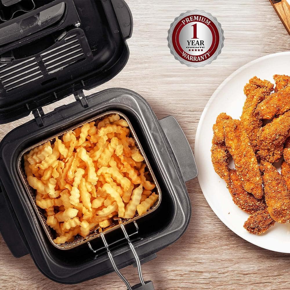 Ovente Silver 1.5 Liter Electric Deep Fryer with Basket