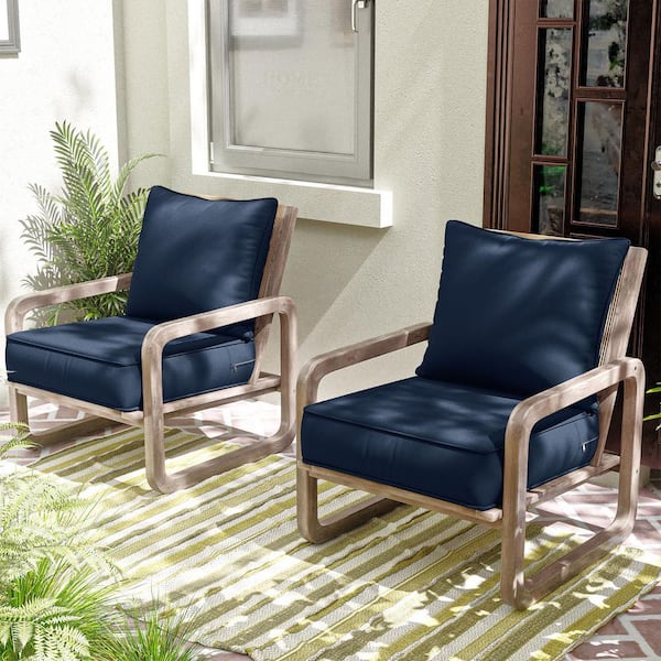 24 in. x 24 in. x 5 in. Square Outdoor Deep Seating Cushion Set Seat and Back Cushion for Lounge Chair Navy Blue