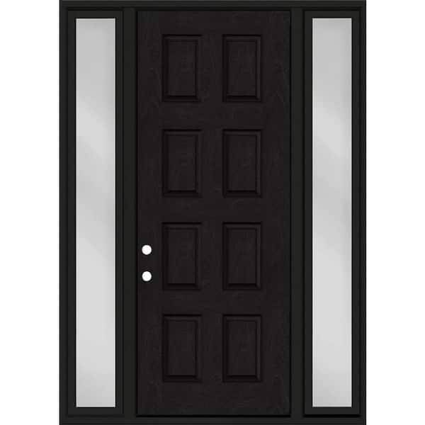 Regency 64 in. x 96 in. 8-Panel RHIS Onyx Stain Mahogany Fiberglass Prehung Front Door w/Dbl 12in. Sidelites
