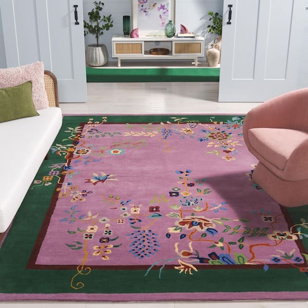 Metro 9 x 12 Purple/Green Floral Area Rug