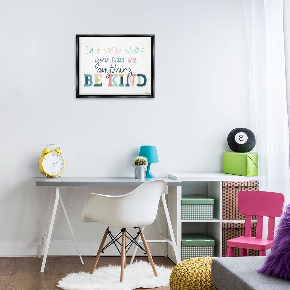 Be Kind In A World by Gigi Louise Black Floater Frame Typography Graphic Art Print 17 in. x 21 in. price history on PriceWatchPro