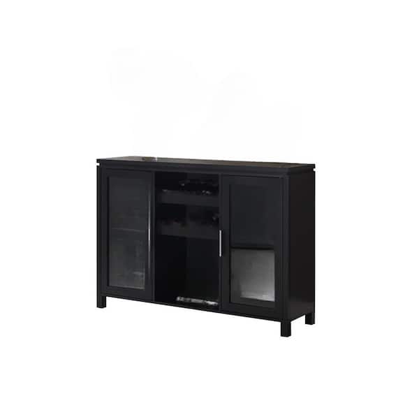 Signature Home SignatureHome Neiman Black Finish Material Wood/Glass Table Height 30 in. Buffet Wine Rack